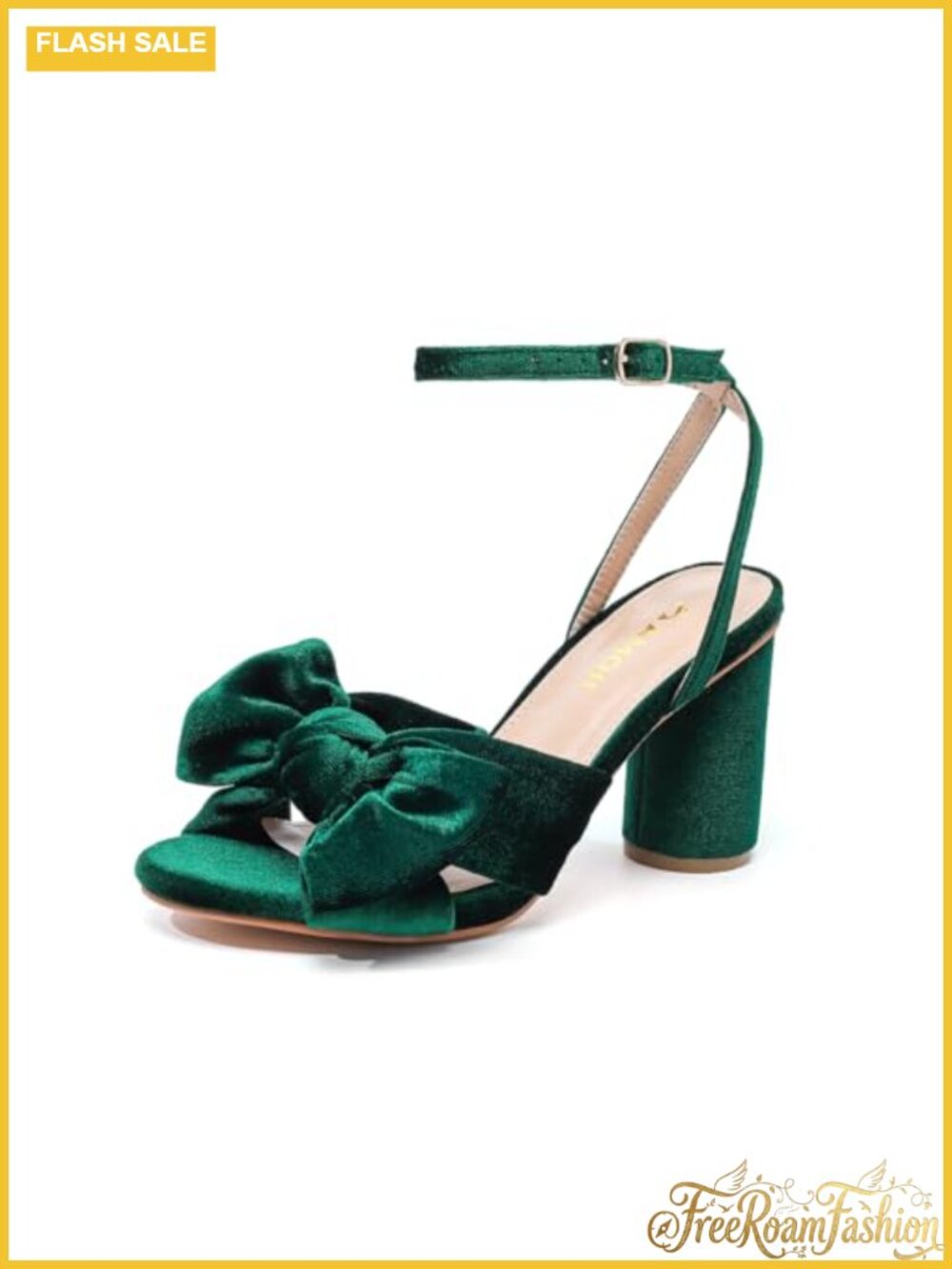 Women's Satin Block Heeled Sandals 3.7 Inch Ankle Strap Pleated Bow Knot